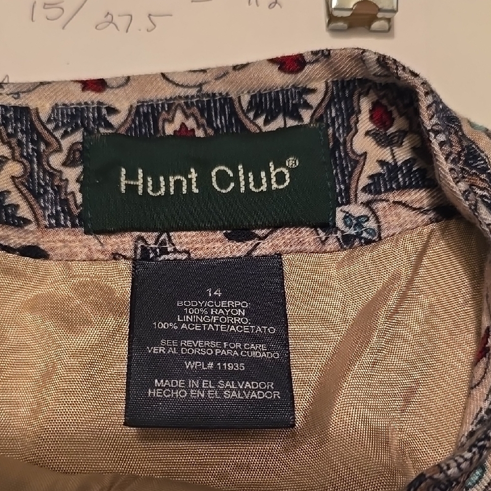 Vintage Hunt Club Blue and White Wrap Around Resort Pencil Skirt 14 - Picture 2 of 3